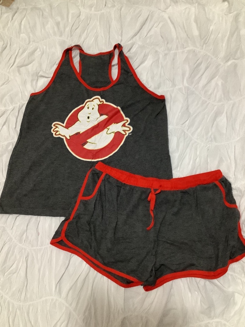 Grey and Red Ghostbusters Short PJ Set